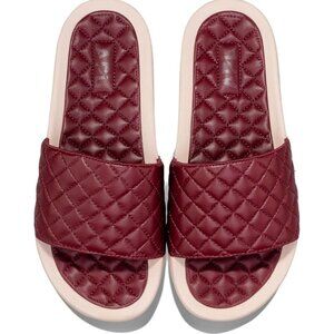 APL Quilted Slide Sandals in Burgundy and Cream